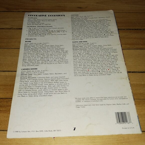 Decorative Doorstops in Plastic Canvas Leaflet #1187 (Leisure Arts, 1988) - Picture 2 of 2